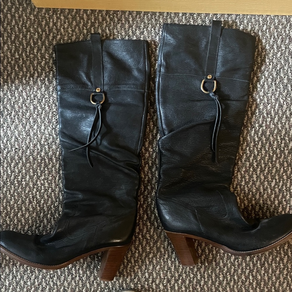 Coach Black Leather Heeled Boots